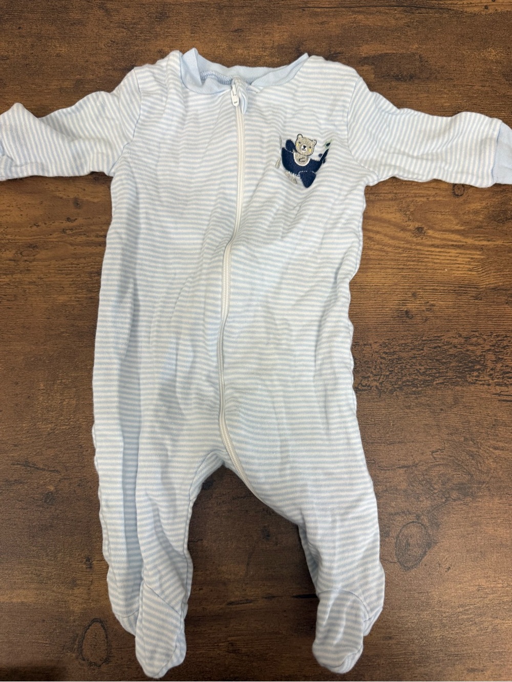 ⭐️5 for $20⭐️Baby Blue Striped Footed One-Piece Sleepwear - Light Blue 0-3M